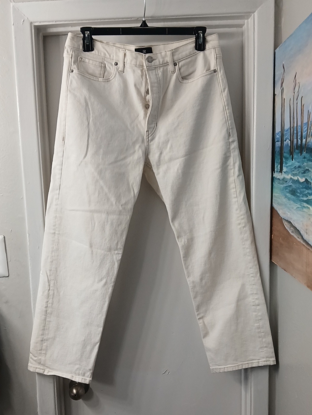White Straight-Leg Jeans